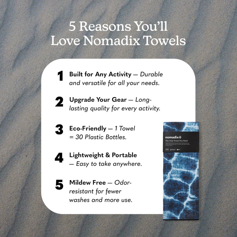 Nomadix Original Towel - Perfect for Beach, Pool, Travel, Camping, Yoga - Made with Recycled Materials - Super Absorbent - Sand Resistant - Poolside Black - 72.5x30 - Image 2